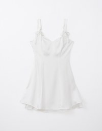 Double Bows Satin Lace Ruffle Cami Mini Dress