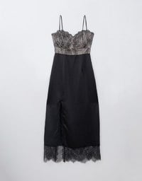 Sexy Lace Satin Padded Maxi Dress