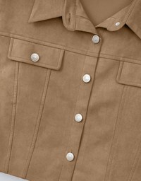 Faux Suede Button Down Collar Jacket