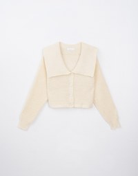 Sailor Collar Neck Button Up Knitted Jacket