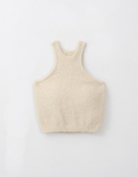 Fluffy Faux Fur Cut Out Shoulder Padded Tank Top