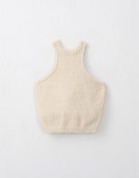 Fluffy Faux Fur Cut Out Shoulder Padded Tank Top