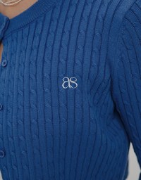 Brand Logo Cable Knit Cardigan Top