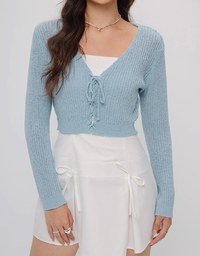 Corset Ribbed Tie Front Knit Top