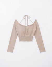 2 Way Tie Padding Long Sleeve Knit Top