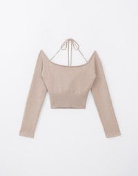 2 Way Tie Padding Long Sleeve Knit Top