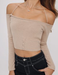 2 Way Tie Padding Long Sleeve Knit Top