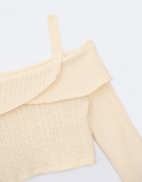 Cut Out Shoulder Cable Knit Top