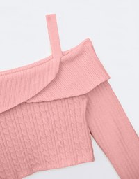 Cut Out Shoulder Cable Knit Top