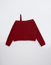 Asymmetric One Shoulder Loose Cable Knitted Sweater