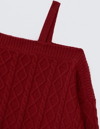 Asymmetric One Shoulder Loose Cable Knitted Sweater