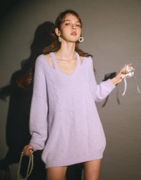 Mohair Blend Halter Neck Loose Sweater