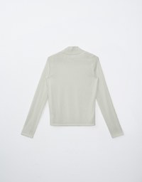 Turtleneck Ribbed Knit Long Sleeve Top With Ruffle Collar