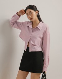 Double Layered Long Sleeve Button Down Blouse