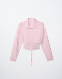 Double Layered Long Sleeve Button Down Blouse