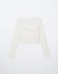 Chic French Square Neck Long Sleeve Top