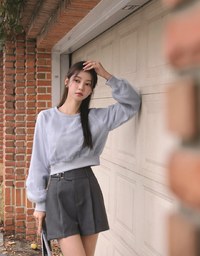 Long Sleeve Textured Layered Sheer Top