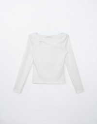 Asymmetrical Hollow Out Long Sleeve Top