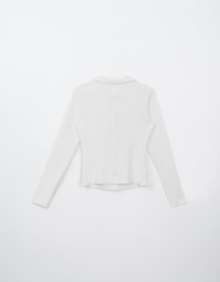 Long Sleeve Collar Neck Button Up Knitted Top