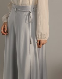 Flowy Flare Satin Maxi Skirt (with Belt)