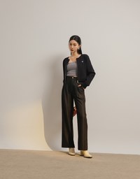 High Waisted Pleated Jeans Denim Wide Pants Culottes