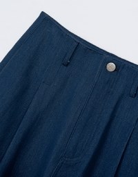 High Waisted Pleated Jeans Denim Wide Pants Culottes