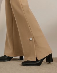 High Waist Side Slit Elastic Flared Pants