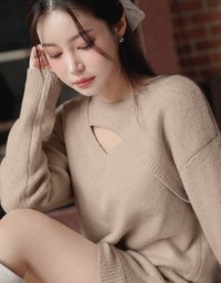 Relaxed Fit Hollow Knit Mini Dress