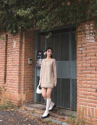 Relaxed Fit Hollow Knit Mini Dress