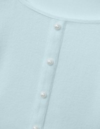 Elegant Square Neck Pearl Button Tie Back Top