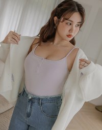 WARM↑UP Thin Heating Button Front Cami Bra Top