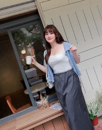 Side Strap Cargo Slit Straight Long Skirt