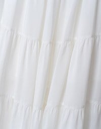 Textured Drawstring Tiered Long Skirt