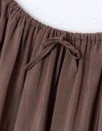 Textured Drawstring Tiered Long Skirt