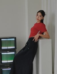 H Line Straight Cut Long Skirt