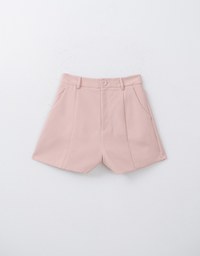 Textured Single Button Twill Shorts