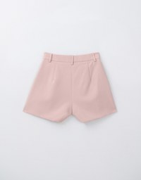 Textured Single Button Twill Shorts