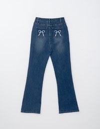 Flare Jeans Denim Trousers with Bowknot Embroidered