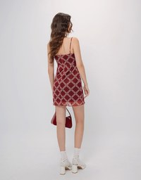 Spaghetti Strap Checkered Cami Mini Dress