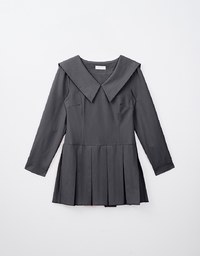 Sailor Collar Pleated Mini Dress