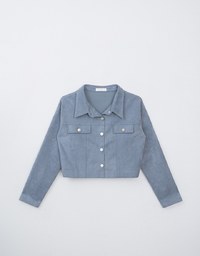 Faux Suede Button Down Collar Jacket