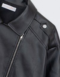 Faux Learter Cropped Belted Biker Jacket