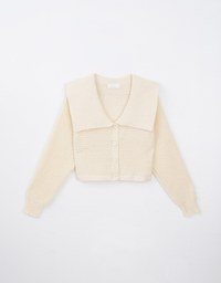 Sailor Collar Neck Button Up Knitted Jacket