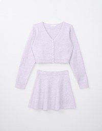 Heavyweight Knit Cardigan And Mini Skirt Set Wear