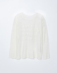 Sheer Letter Stitch Oversized Sweater Knit Top