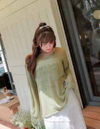 Sheer Letter Stitch Oversized Sweater Knit Top