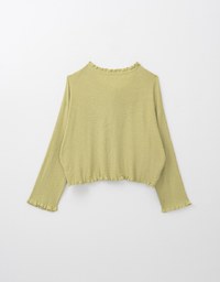 Long Sleeve Lace Trim Button Knit Top