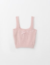 Fluffy Cropped Cami Top With Bow