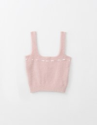 Fluffy Cropped Cami Top With Bow