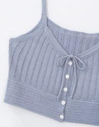 Button Front Tie Knit Cami Top